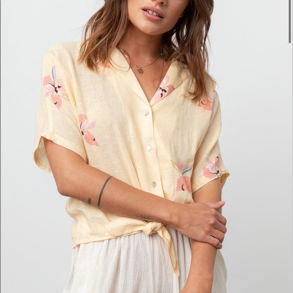 Yellow Flower Button Down Top - Rails - image 1